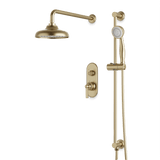 Artos Classic Thermostatic Shower Trim Kit with Hand Shower on Slide Bar in Satin Brass – Wide Control Trim Style – PS136DCLSB