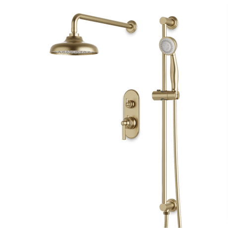 Artos Classic Thermostatic Shower Trim Kit with Hand Shower on Slide Bar in Satin Brass – Wide Control Trim Style – PS136DCLSB