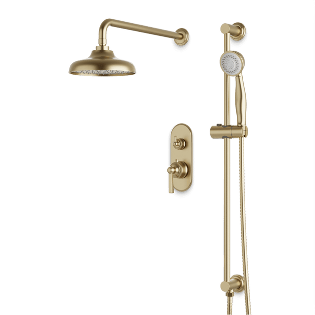 Artos Classic Thermostatic Shower Trim Kit with Hand Shower on Slide Bar in Satin Brass – Wide Control Trim Style – PS136DCLSB