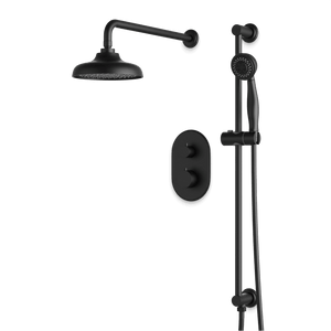 Artos Classic Thermostatic Shower Trim Kit with Hand Shower on Slide Bar in Matte Black – Wide Control Trim Style – PS136DCLBK