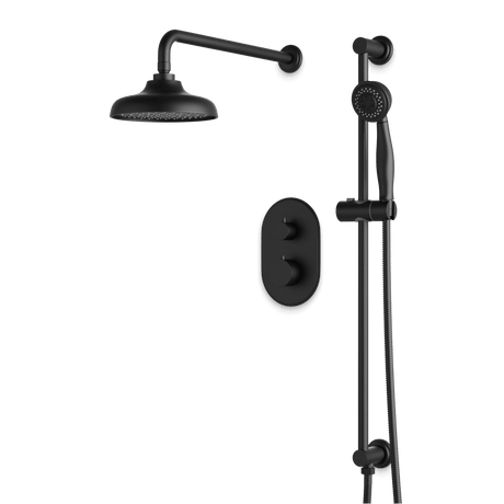 Artos Classic Thermostatic Shower Trim Kit with Hand Shower on Slide Bar in Matte Black – Wide Control Trim Style – PS136DCLBK