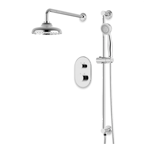 Artos Classic Thermostatic Shower Trim Kit with Hand Shower on Slide Bar in Chrome – Wide Control Trim Style – PS136DCLCH