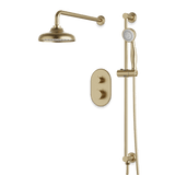 Artos Classic Thermostatic Shower Trim Kit with Hand Shower on Slide Bar in Satin Brass – Wide Control Trim Style – PS136DCLSB