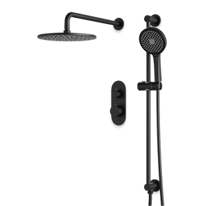 Artos Opera Thermostatic Shower Trim Kit with Hand Shower on Slide Bar in Matte Black – Wide Control Trim Style – PS136BK