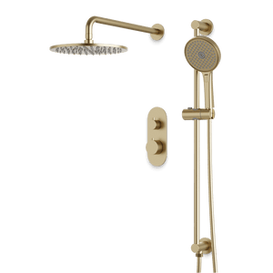Artos Opera Thermostatic Shower Trim Kit with Hand Shower on Slide Bar in Satin Brass – Wide Control Trim Style – PS136SB