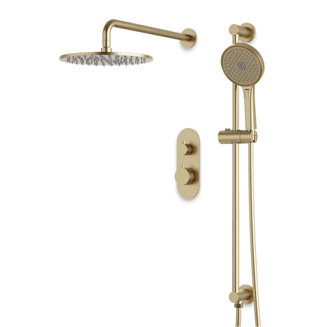 Artos Opera Thermostatic Shower Trim Kit with Hand Shower on Slide Bar in Satin Brass – Wide Control Trim Style – PS136SB