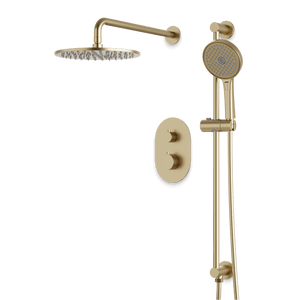 Artos Opera Thermostatic Shower Trim Kit with Hand Shower on Slide Bar in Satin Brass – Wide Control Trim Style – PS136SB
