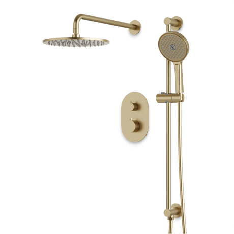 Artos Opera Thermostatic Shower Trim Kit with Hand Shower on Slide Bar in Satin Brass – Wide Control Trim Style – PS136SB