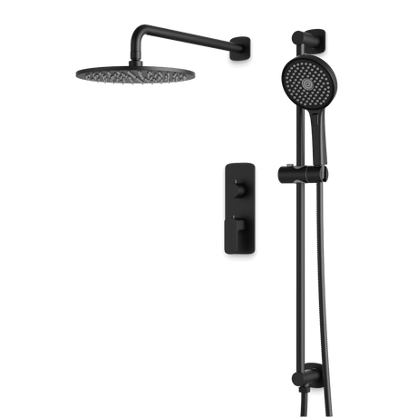Artos Harmony Thermostatic Shower Trim Kit with Hand Shower on Slide Bar in Matte Black – 12" Shower Head Size – PS136C12TRBK