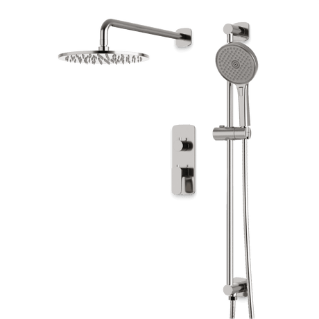 Artos Harmony Thermostatic Shower Trim Kit with Hand Shower on Slide Bar in Brushed Nickel – 12" Shower Head Size – PS136W12TRBN