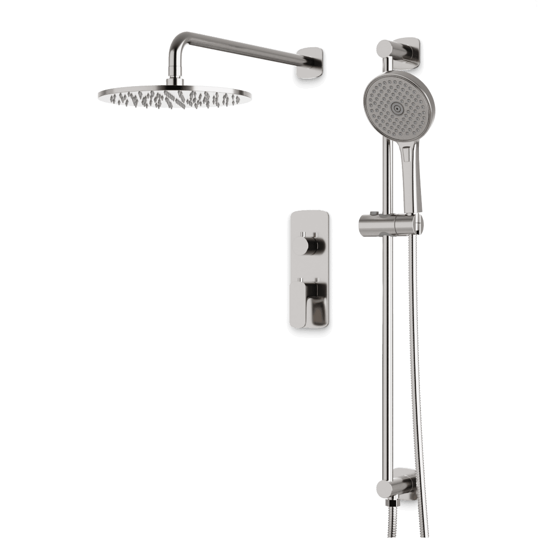 Artos Harmony Thermostatic Shower Trim Kit with Hand Shower on Slide Bar in Brushed Nickel – 8" Shower Head Size – PS136C8TRBN