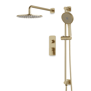Artos Harmony Thermostatic Shower Trim Kit with Hand Shower on Slide Bar in Satin Brass – 8" Shower Head Size – PS136W8TRSB