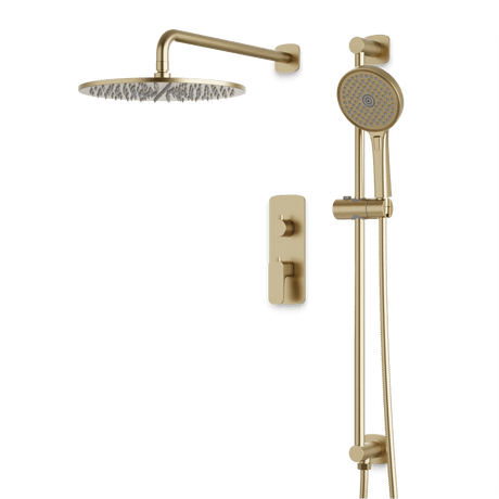 Artos Harmony Thermostatic Shower Trim Kit with Hand Shower on Slide Bar in Satin Brass – 12" Shower Head Size – PS136W12TRSB