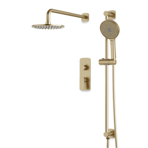 Artos Harmony Thermostatic Shower Trim Kit with Hand Shower on Slide Bar in Satin Brass – 8" Shower Head Size – PS136W8TRSB