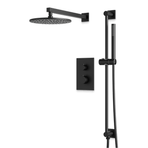 Artos Otella Thermostatic Shower Trim Kit with Hand Shower on Slide Bar in Matte Black – Wide Control Trim Style – PS137BK