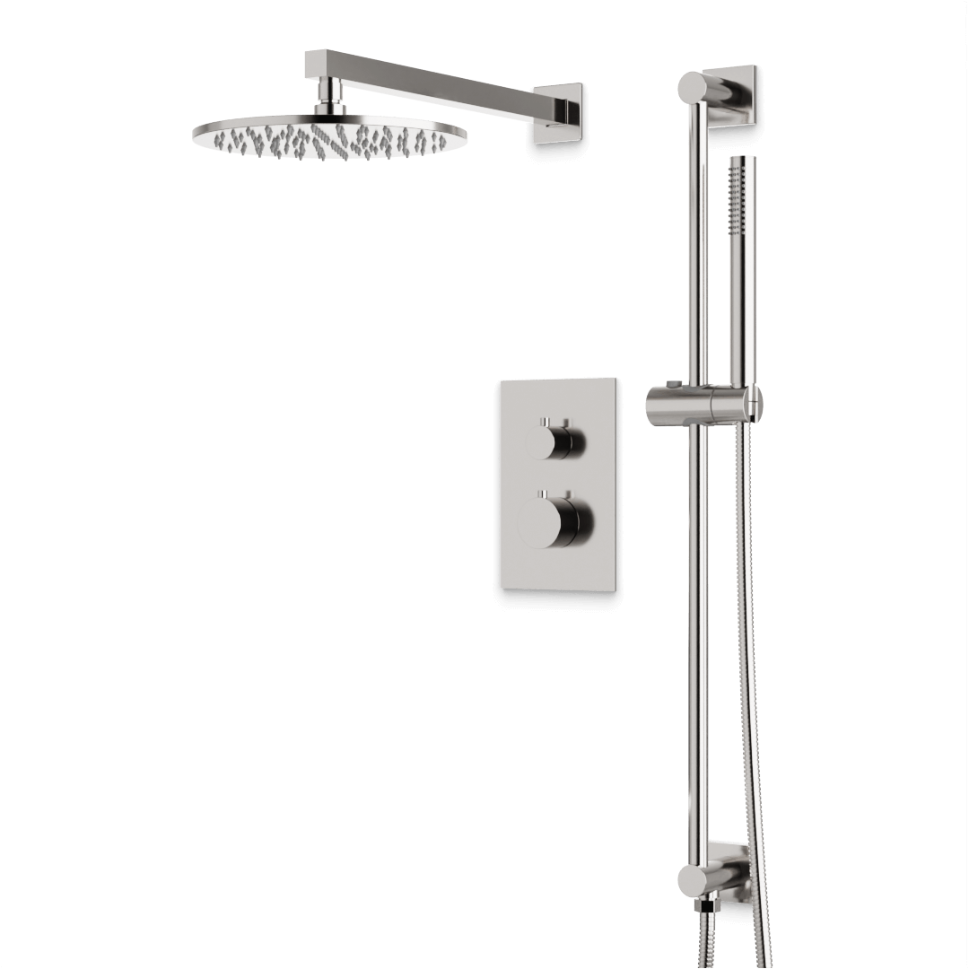 Artos Otella Thermostatic Shower Trim Kit with Hand Shower on Slide Bar in Brushed Nickel – Wide Control Trim Style – PS137BN