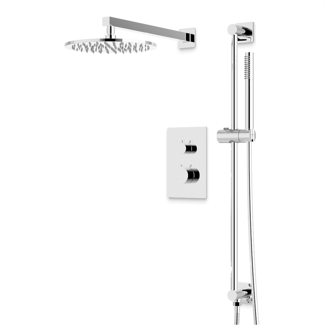 Artos Otella Thermostatic Shower Trim Kit with Hand Shower on Slide Bar in Chrome – Wide Control Trim Style – PS137CH