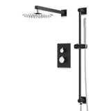 Artos Otella Thermostatic Shower Trim Kit with Hand Shower on Slide Bar in Chrome/Matte Black – Wide Control Trim Style – PS137CHB