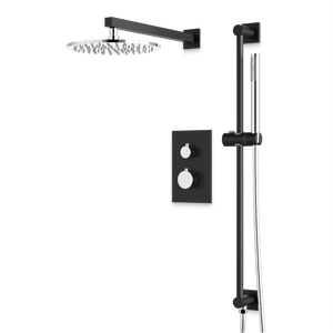Artos Otella Thermostatic Shower Trim Kit with Hand Shower on Slide Bar in Chrome/Matte Black – Wide Control Trim Style – PS137CHB