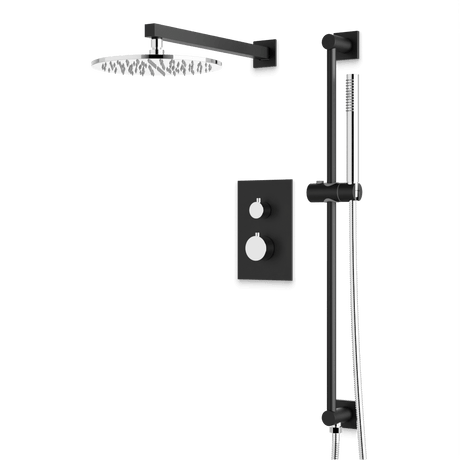 Artos Otella Thermostatic Shower Trim Kit with Hand Shower on Slide Bar in Chrome/Matte Black – Wide Control Trim Style – PS137CHB