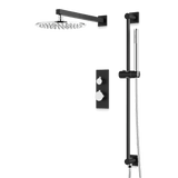 Artos Otella Thermostatic Shower Trim Kit with Hand Shower on Slide Bar in Chrome/Matte Black – Wide Control Trim Style – PS137CHB