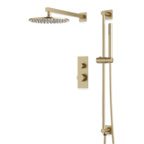 Artos Otella Thermostatic Shower Trim Kit with Hand Shower on Slide Bar in Satin Brass – Wide Control Trim Style – PS137SB