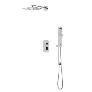 Artos Transitional Thermostatic Shower Trim Kit with Wall Mount Shower Head, Hand Shower on Slide Bar in Brushed Nickel – PS138BN