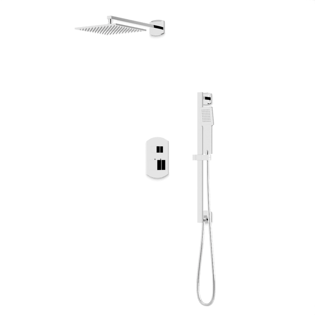 Artos Transitional Thermostatic Shower Trim Kit with Wall Mount Shower Head, Hand Shower on Slide Bar in Chrome – PS138CH