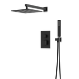 Artos Edge Thermostatic Shower Trim Kit with Wall Mount Shower Head, Hand Shower in Matte Black – Wide Control Trim Style – PS139BK