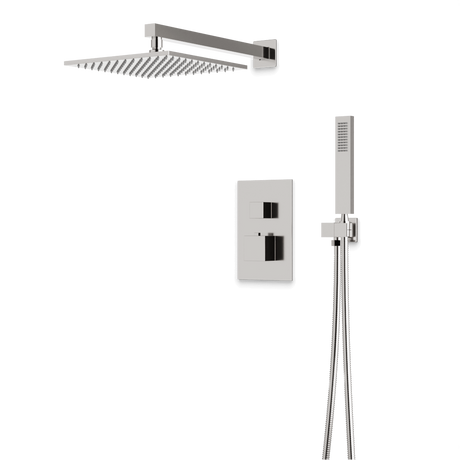 Artos Edge Thermostatic Shower Trim Kit with Wall Mount Shower Head, Hand Shower in Brushed Nickel – Wide Control Trim Style – PS139BN