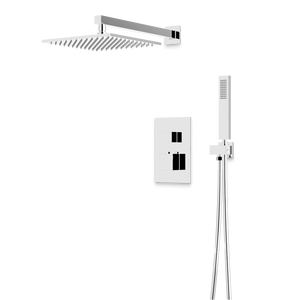 Artos Edge Thermostatic Shower Trim Kit with Wall Mount Shower Head, Hand Shower in Chrome – Wide Control Trim Style – PS139CH