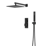 Artos Edge Thermostatic Shower Trim Kit with Wall Mount Shower Head, Hand Shower in Matte Black – Wide Control Trim Style – PS139BK
