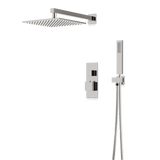 Artos Edge Thermostatic Shower Trim Kit with Wall Mount Shower Head, Hand Shower in Brushed Nickel – Wide Control Trim Style – PS139BN