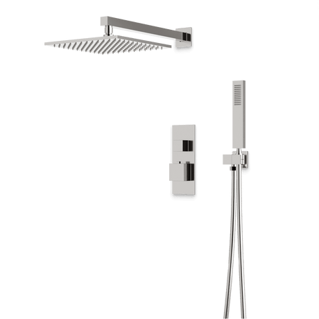 Artos Edge Thermostatic Shower Trim Kit with Wall Mount Shower Head, Hand Shower in Brushed Nickel – Wide Control Trim Style – PS139BN