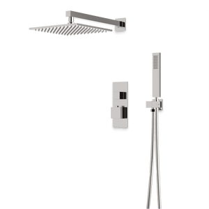 Artos Edge Thermostatic Shower Trim Kit with Wall Mount Shower Head, Hand Shower in Brushed Nickel – Wide Control Trim Style