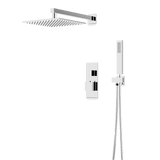 Artos Edge Thermostatic Shower Trim Kit with Wall Mount Shower Head, Hand Shower in Chrome – Wide Control Trim Style – PS139CH