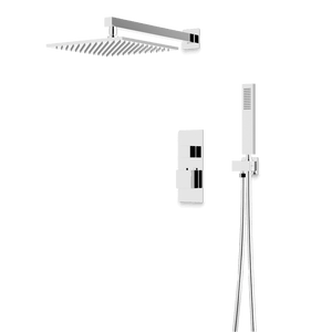 Artos Edge Thermostatic Shower Trim Kit with Wall Mount Shower Head, Hand Shower in Chrome – Wide Control Trim Style – PS139CH