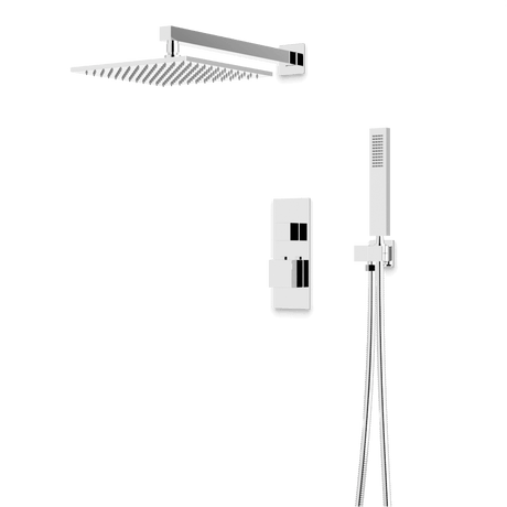Artos Edge Thermostatic Shower Trim Kit with Wall Mount Shower Head, Hand Shower in Chrome – Wide Control Trim Style – PS139CH