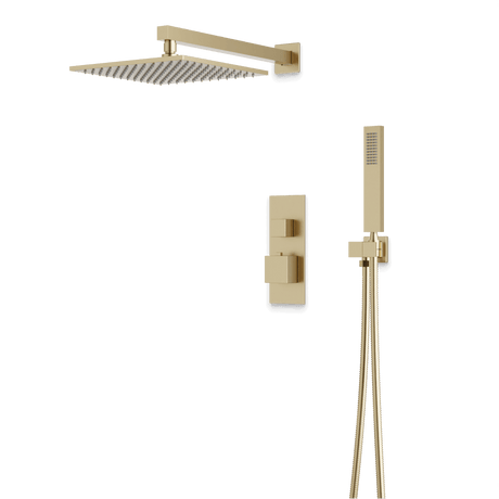 Artos Edge Thermostatic Shower Trim Kit with Wall Mount Shower Head, Hand Shower in Satin Brass – Wide Control Trim Style – PS139SB