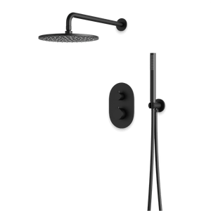 Artos Opera Thermostatic Shower Trim Kit with Hand Shower in Matte Black – Wide Control Trim Style – PS140BK