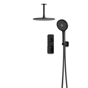 Artos Harmony Thermostatic Shower Trim Kit with Hand Shower in Matte Black – 8" Shower Head Size – PS140W8TRBK