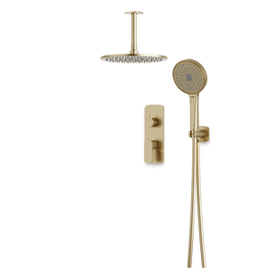 Artos Harmony Thermostatic Shower Trim Kit with Hand Shower in Satin Brass – 12" Shower Head Size – PS140C12TRSB