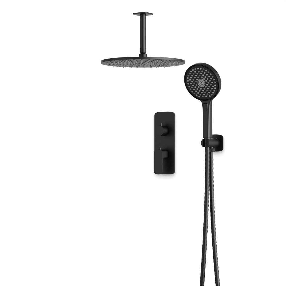 Artos Harmony Thermostatic Shower Trim Kit with Hand Shower in Matte Black – 8" Shower Head Size – PS140C8TRBK
