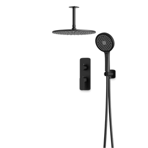 Artos Harmony Thermostatic Shower Trim Kit with Hand Shower in Matte Black – 8" Shower Head Size – PS140C8TRBK