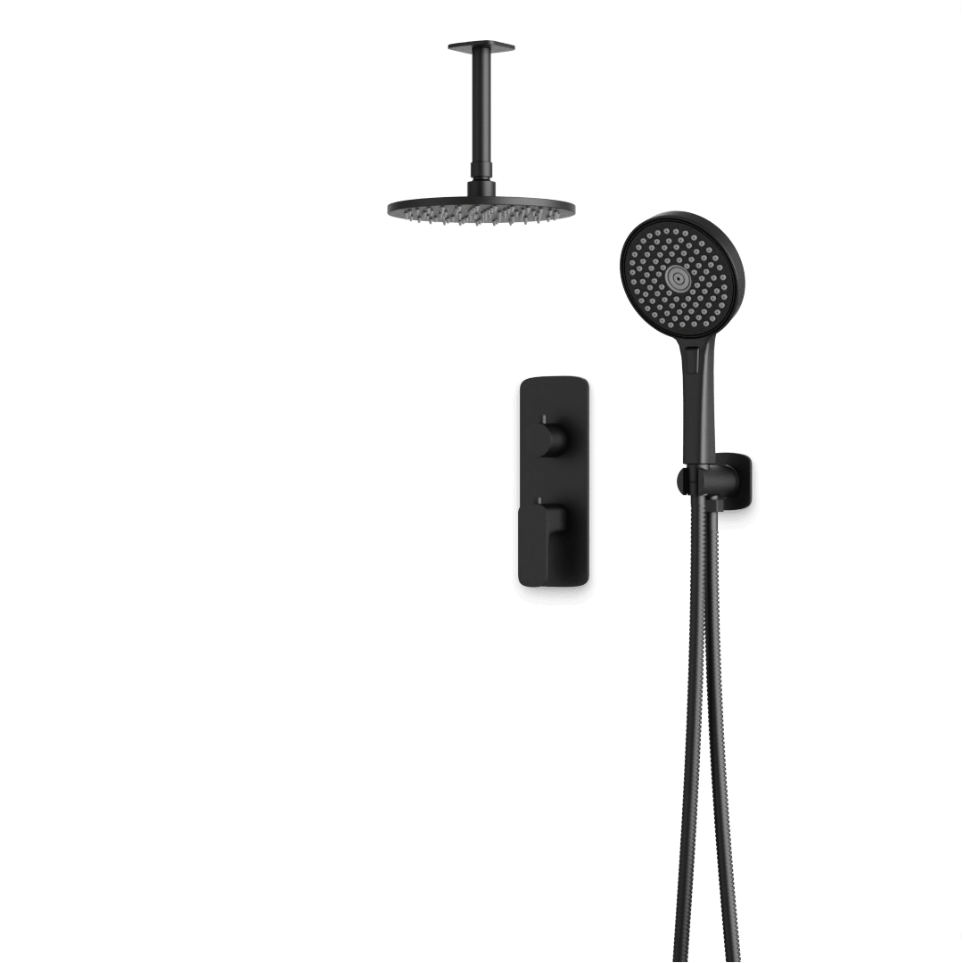 Artos Harmony Thermostatic Shower Trim Kit with Hand Shower in Matte Black – 12" Shower Head Size – PS140C12TRBK