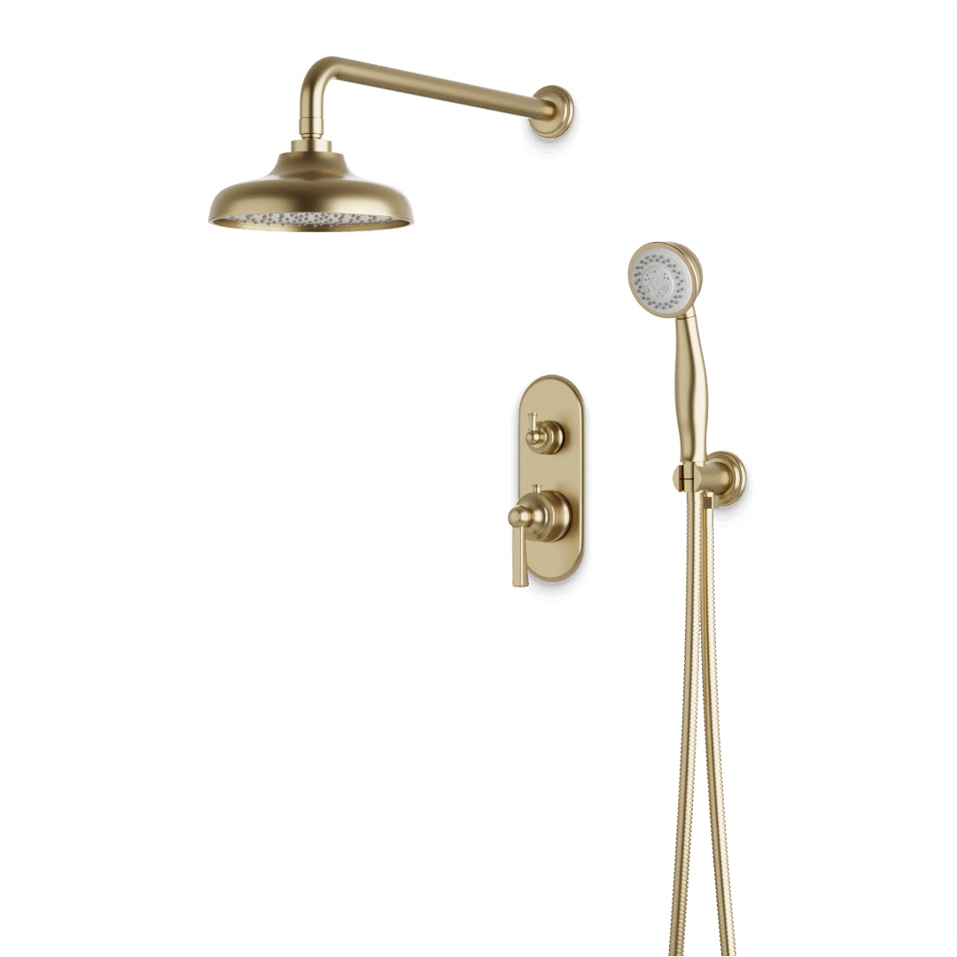 Artos Classic Thermostatic Shower Trim Kit with Hand Shower in Satin Brass – Wide Control Trim Style – PS140DCLSB