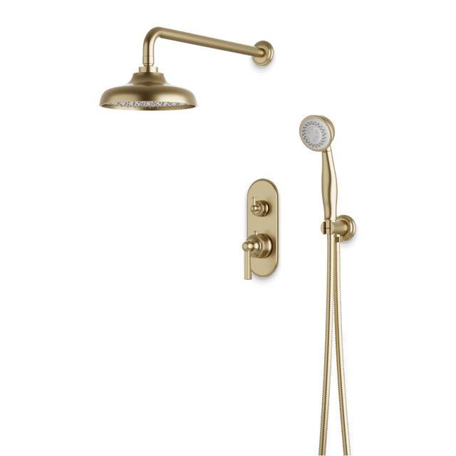 Artos Classic Thermostatic Shower Trim Kit with Hand Shower in Satin Brass – Wide Control Trim Style – PS140DCLSB