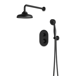 Artos Classic Thermostatic Shower Trim Kit with Hand Shower in Matte Black – Wide Control Trim Style – PS140DCLBK