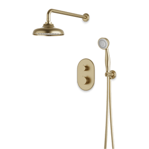 Artos Classic Thermostatic Shower Trim Kit with Hand Shower in Satin Brass – Wide Control Trim Style – PS140DCLSB