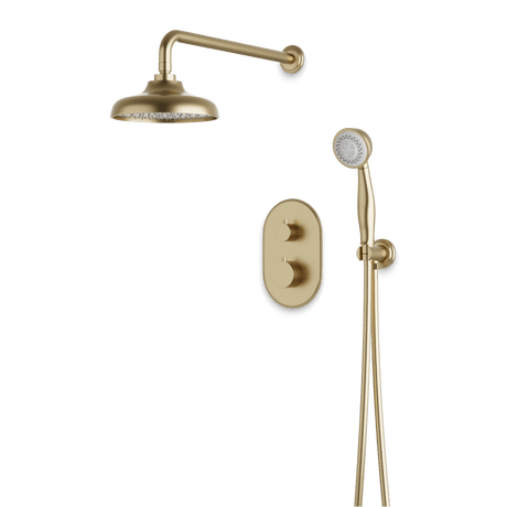 Artos Classic Thermostatic Shower Trim Kit with Hand Shower in Satin Brass – Wide Control Trim Style – PS140DCLSB